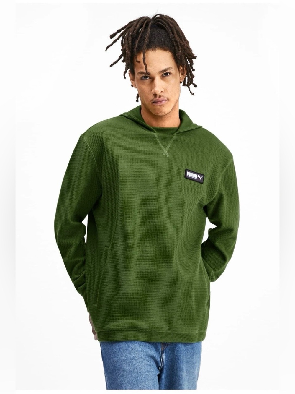 Puma Fusion green waffle knit hoodie sweatshirt
